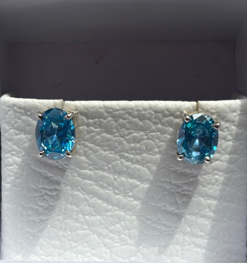 Blue Topaz Stud Earrings